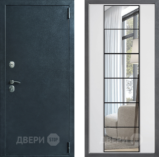 Входная металлическая Дверь Дверной континент ДК-70 Дизайн ФЛЗ-2 Зеркало Белый софт в Дмитрове