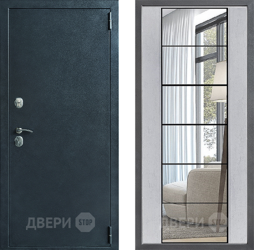 Дверь Дверной континент ДК-70 Дизайн ФЛЗ-2 Зеркало Бетон светлый в Дмитрове