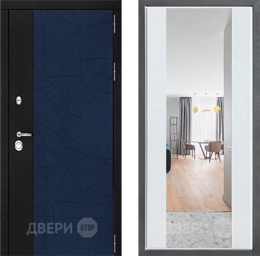 Входная металлическая Дверь Дверной континент ДК-9 ФЛЗ-1 Зеркало Белое дерево в Дмитрове