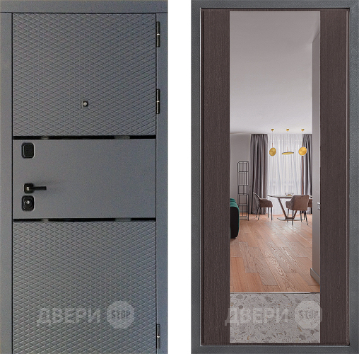 Входная металлическая Дверь Дверной континент Диамант Дизайн ФЛЗ-1 Зеркало Венге в Дмитрове
