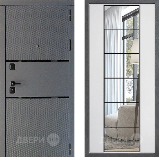 Входная металлическая Дверь Дверной континент Диамант Дизайн ФЛЗ-2 Зеркало Белый софт в Дмитрове
