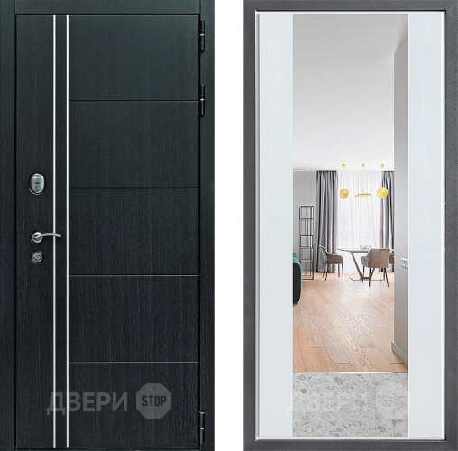 Входная металлическая Дверь Дверной континент Теплолюкс Дизайн ФЛЗ-1 Зеркало Белое дерево в Дмитрове