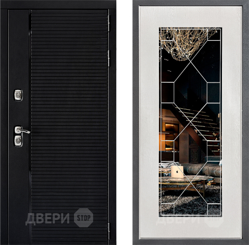 Входная металлическая Дверь Дверной континент ДК-1 ФЛ-Тиффани Зеркало Белое дерево в Дмитрове