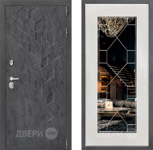 Дверь Дверной континент ДК-3/713 ФЛ-Тиффани Зеркало Белое дерево в Дмитрове