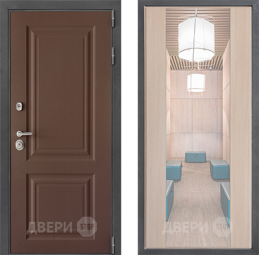 Входная металлическая Дверь Дверной континент ДК-3/729 ФЛЗ-1 Зеркало Капучино в Дмитрове