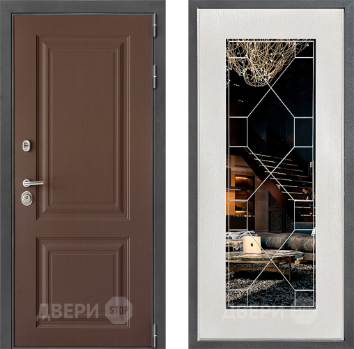 Входная металлическая Дверь Дверной континент ДК-3/729 ФЛ-Тиффани Зеркало Белое дерево в Дмитрове