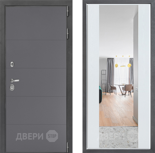 Дверь Дверной континент ДК-3/649 ФЛЗ-1 Зеркало Белое дерево в Дмитрове