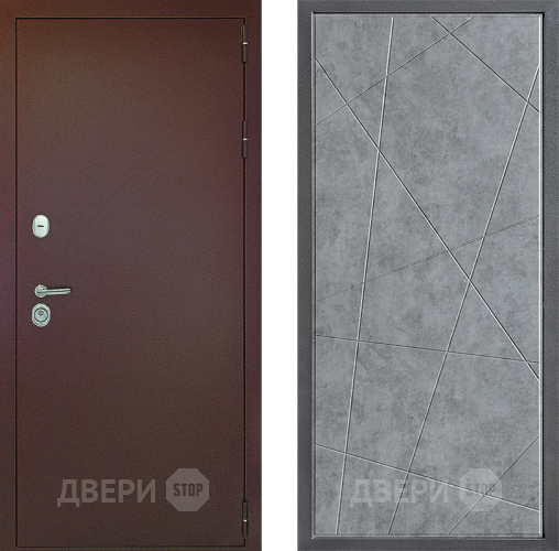 Входная металлическая Дверь Дверной континент Рубикон Медь Дизайн ФЛ-655 Бетон серый в Дмитрове
