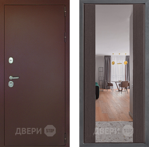 Дверь Дверной континент Рубикон Медь Дизайн ФЛЗ-1 Зеркало Венге в Дмитрове