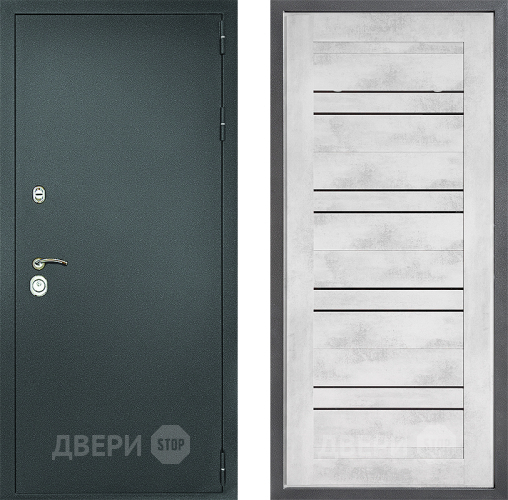 Входная металлическая Дверь Дверной континент Рубикон Серебро Дизайн ФЛ-49 Бетон снежный в Дмитрове