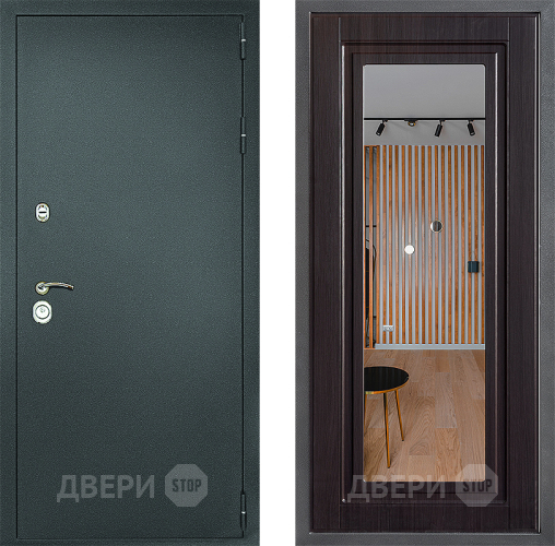 Дверь Дверной континент Рубикон Серебро Дизайн ФЛЗ Зеркало Венге в Дмитрове