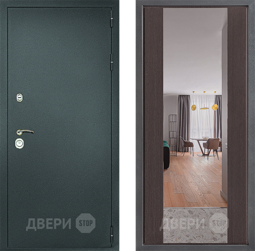 Дверь Дверной континент Рубикон Серебро Дизайн ФЛЗ-1 Зеркало Венге в Дмитрове