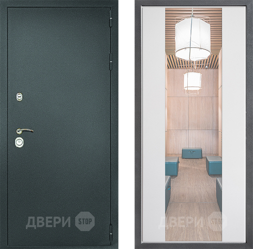 Дверь Дверной континент Рубикон Серебро Дизайн ФЛЗ-1 Зеркало Белый софт в Дмитрове