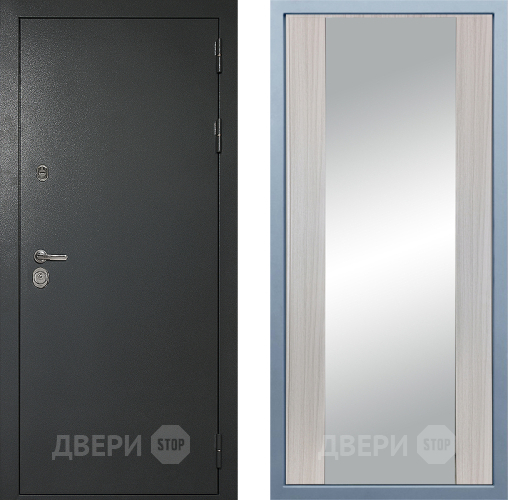 Входная металлическая Дверь Дива МД-40 Титан Д-15 Зеркало Сандал белый в Дмитрове