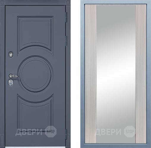 Входная металлическая Дверь Дива МХ-30 STR Д-15 Зеркало Сандал белый в Дмитрове