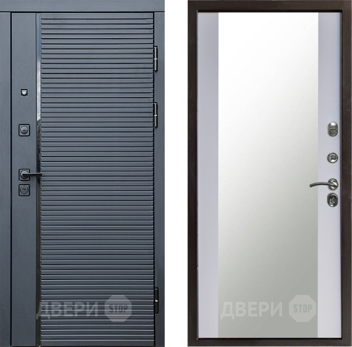 Дверь Престиж Черная Линия Зеркало Белый софт в Дмитрове