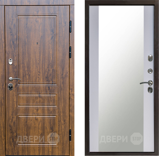 Входная металлическая Дверь Престиж Классика Дуб Зеркало Белый софт в Дмитрове