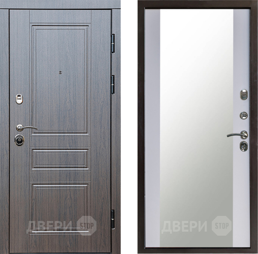 Входная металлическая Дверь Престиж Классика Венге Зеркало Белый софт в Дмитрове