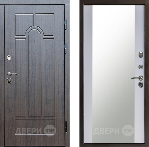 Входная металлическая Дверь Престиж Арка Зеркало Белый софт в Дмитрове