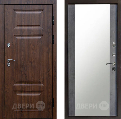 Дверь Престиж TERMO с терморазрывом Премиум Орех Зеркало Бетон темный в Дмитрове