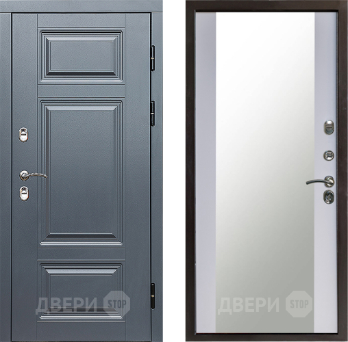 Дверь Престиж TERMO с терморазрывом Премиум Грэй Зеркало Белый софт в Дмитрове
