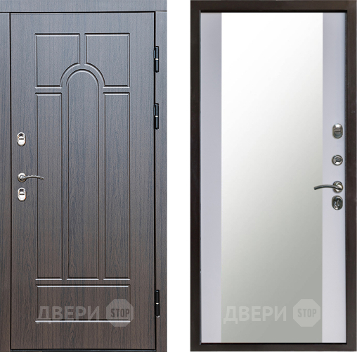 Входная металлическая Дверь Престиж TERMO с терморазрывом Арка Зеркало Белый софт в Дмитрове