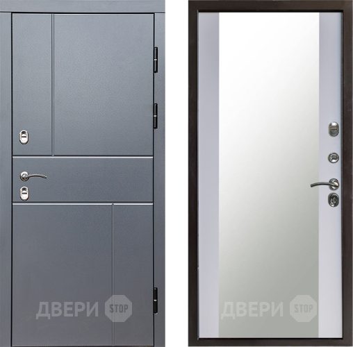 Дверь Престиж TERMO с терморазрывом Горизонт Грэй Зеркало Белый софт в Дмитрове