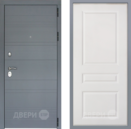Дверь Заводские двери Лира Софт графит Стокгольм Белый софт в Дмитрове