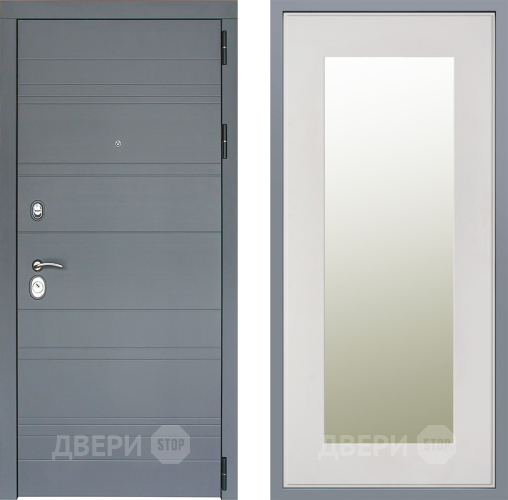 Дверь Заводские двери Лира Софт графит Зеркало Модерн Белый софт в Дмитрове