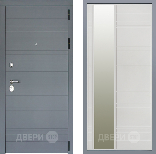 Дверь Заводские двери Лира Софт графит Зеркало Лира Белый софт в Дмитрове