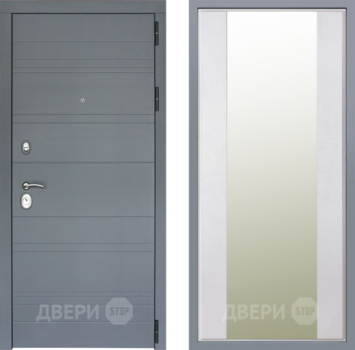 Дверь Заводские двери Лира Софт графит Зеркало Макси Белый шелк в Дмитрове