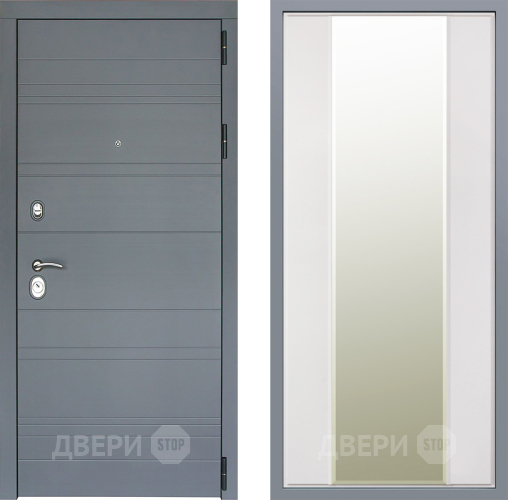 Дверь Заводские двери Лира Софт графит Зеркало Макси Белый матовый в Дмитрове
