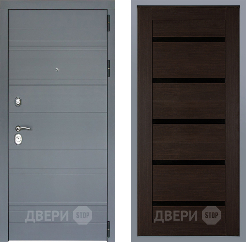 Дверь Заводские двери Лира Софт графит СБ-1 орех тисненый в Дмитрове