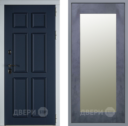 Дверь Заводские двери Стокгольм Зеркало Модерн Бетон темный в Дмитрове