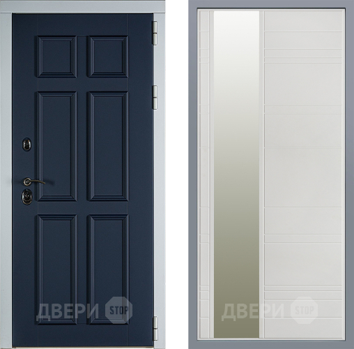 Дверь Заводские двери Стокгольм Зеркало Лира Белый софт в Дмитрове