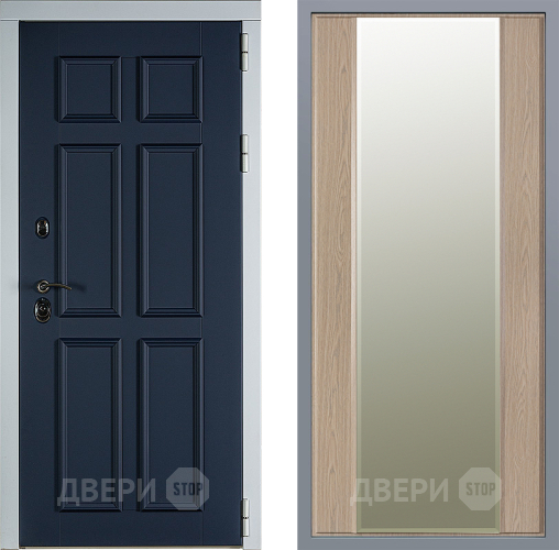 Дверь Заводские двери Стокгольм Зеркало Макси Беленый дуб в Дмитрове