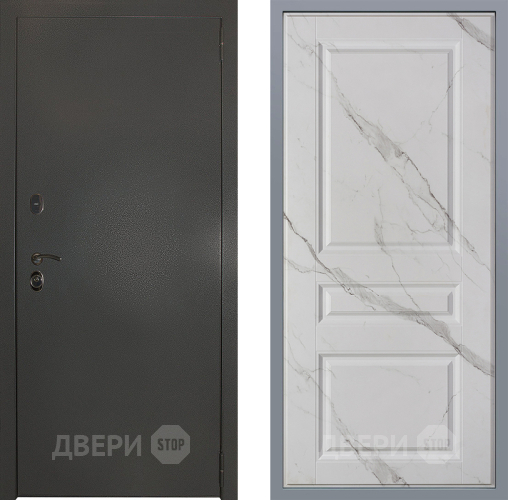 Дверь Заводские двери Эталон 3к антик серебро Стокгольм Мрамор белый в Дмитрове