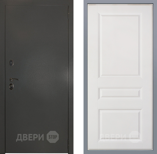Дверь Заводские двери Эталон 3к антик серебро Стокгольм Белый софт в Дмитрове