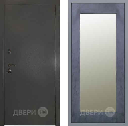 Дверь Заводские двери Эталон 3к антик серебро Зеркало Модерн Бетон темный в Дмитрове