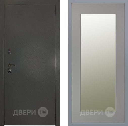Дверь Заводские двери Эталон 3к антик серебро Зеркало Модерн Грей софт в Дмитрове