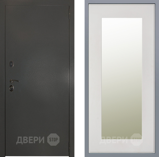 Дверь Заводские двери Эталон 3к антик серебро Зеркало Модерн Белый софт в Дмитрове