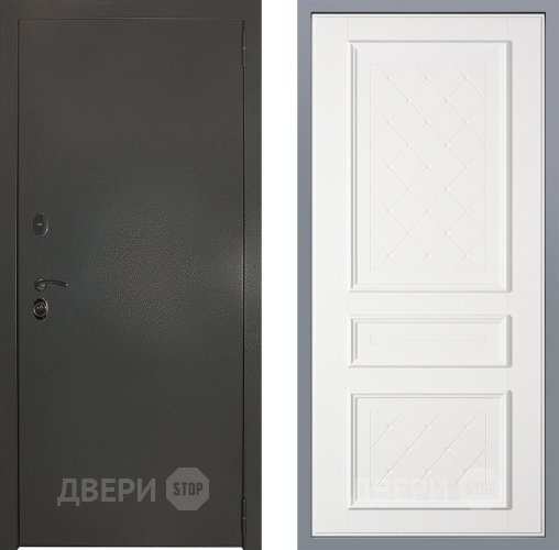 Дверь Заводские двери Эталон 3к антик серебро Урбино Белый софт в Дмитрове