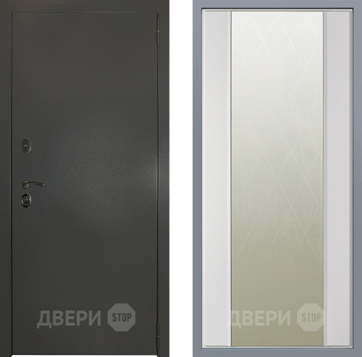 Дверь Заводские двери Эталон 3к антик серебро Зеркало Ампир Белый софт в Дмитрове