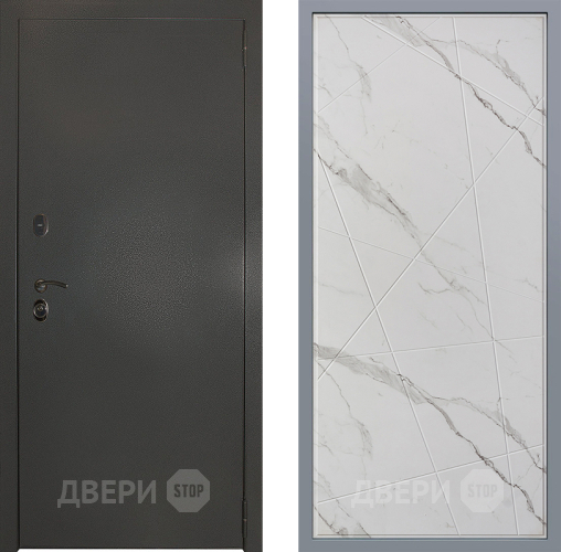 Дверь Заводские двери Эталон 3к антик серебро Флитта Мрамор белый в Дмитрове