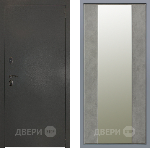 Дверь Заводские двери Эталон 3к антик серебро Зеркало Макси Бетон темный в Дмитрове