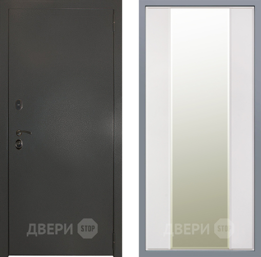 Дверь Заводские двери Эталон 3к антик серебро Зеркало Макси Белый матовый в Дмитрове