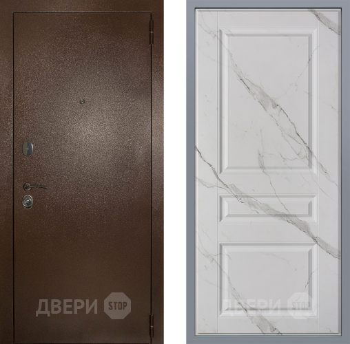 Дверь Заводские двери Эталон 3к антик медь Стокгольм Мрамор белый в Дмитрове