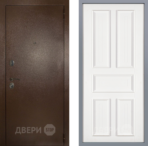 Дверь Заводские двери Эталон 3к антик медь Уругвай Белый софт в Дмитрове