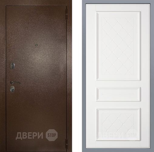 Дверь Заводские двери Эталон 3к антик медь Урбино Белый софт в Дмитрове