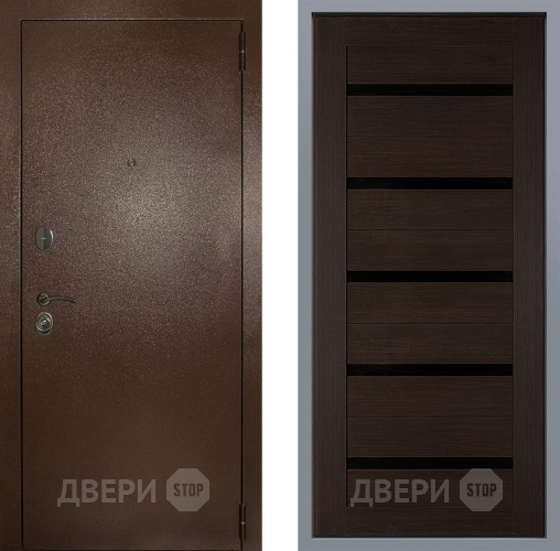 Дверь Заводские двери Эталон 3к антик медь СБ-1 орех тисненый в Дмитрове